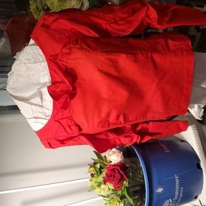 Intermix Rich Holiday Red Ruffled long sleeve Blouse  Size P